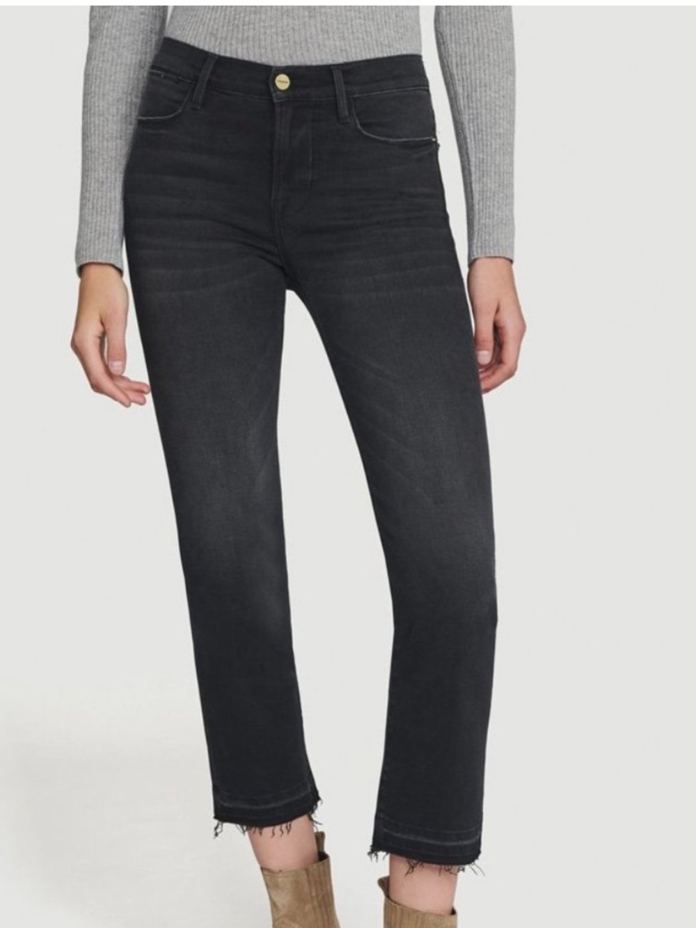 Frame Denim Le High Straight Release Hem Jeans
